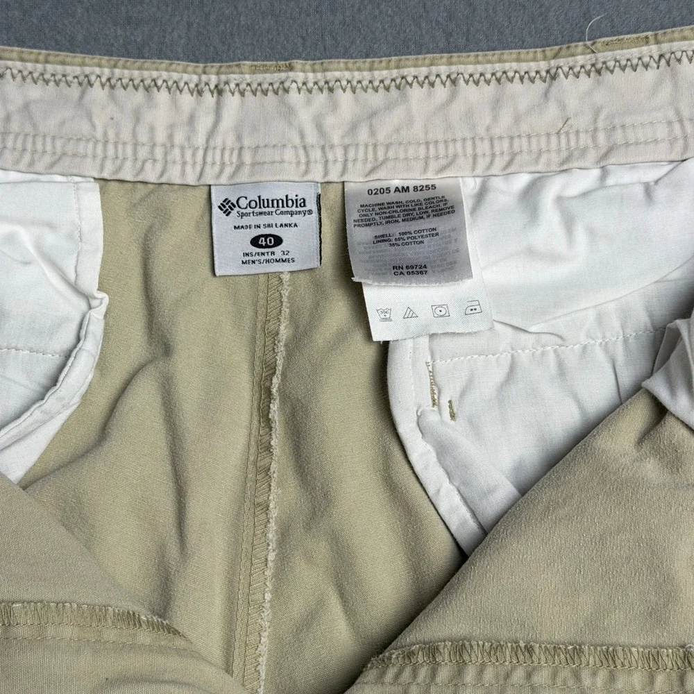 Columbia Mens Tan Khaki Cotton Canvas Cargo Utility Pants 40x32 AM 8255